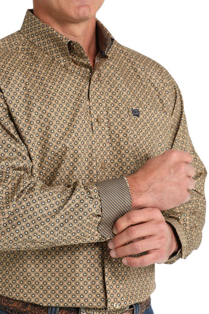 Cinch® Men's L/S Light Brown Geometric Print Button Shirt Product Image