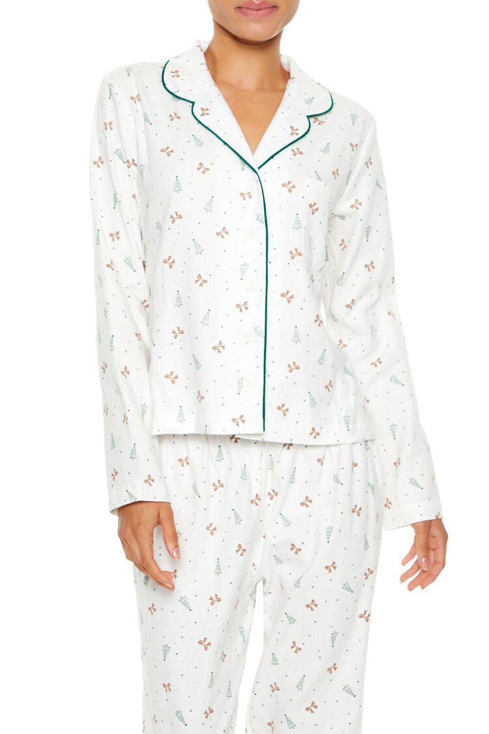 Christmas Tree Shirt & Pants Pajama Set | Forever 21 Product Image