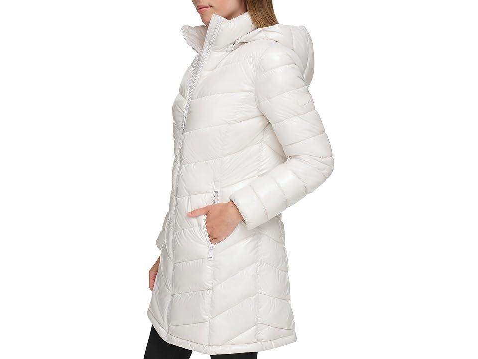 Calvin Klein Chevron Walker Puffer (Silver Smoke) Women's Jacket Product Image