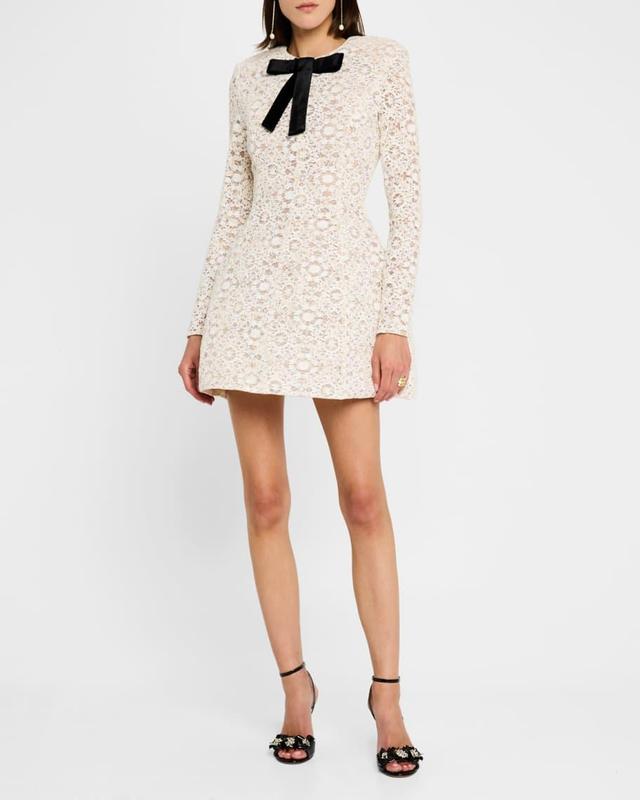 Courtney Blanc Bow-Front Lace Mini Dress Product Image