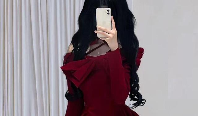 Long Sleeve Cold Shoulder Bow Mesh Panel Velvet Mini A-Line Dress Product Image