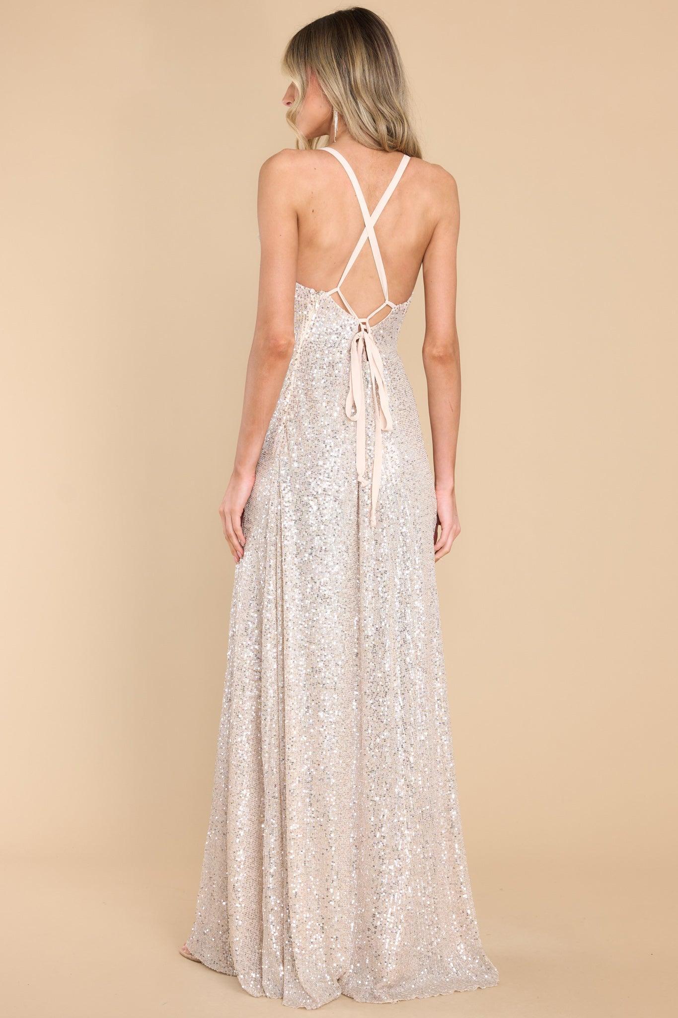 What's More Exciting Silver Sequin Maxi Dress Product Image