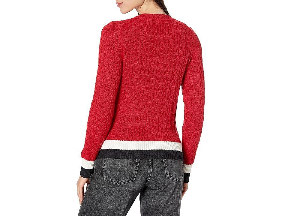 Tommy Hilfiger Crew Neck Cable Sweater (Scarlet Multi) Women's Sweater Product Image