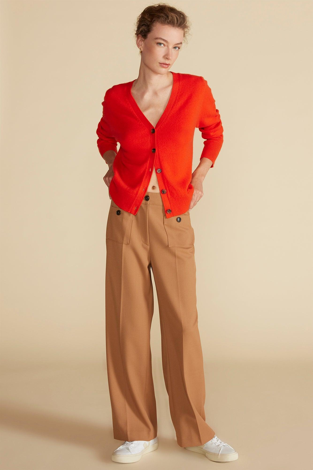 Mason Cashmere Cardigan - Clementine Orange Product Image