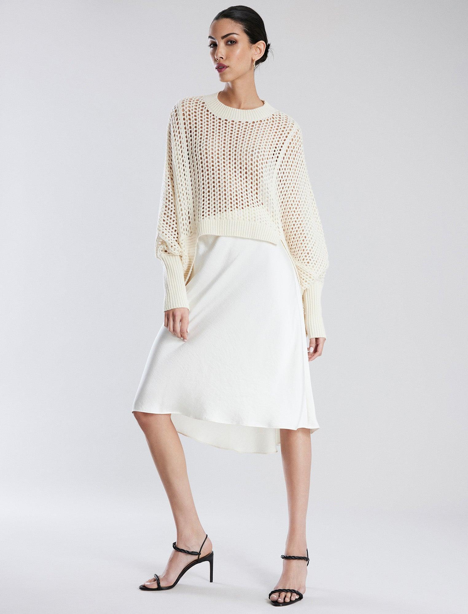 A-Line Satin Midi Skirt Product Image