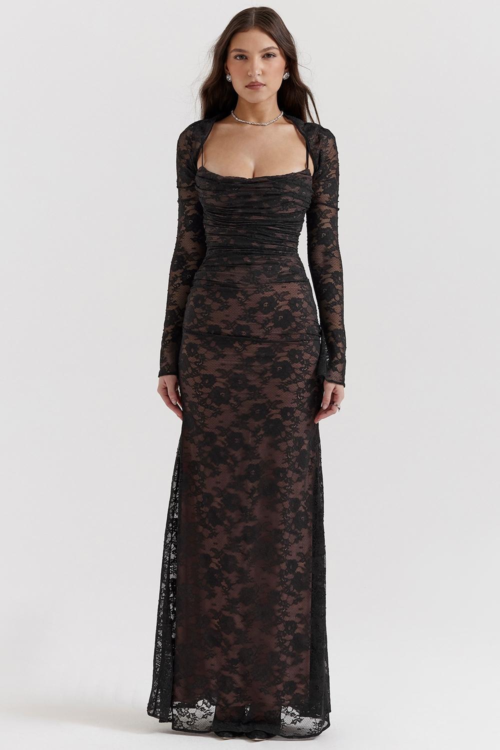 Artemis Black Lace Maxi Dress Product Image