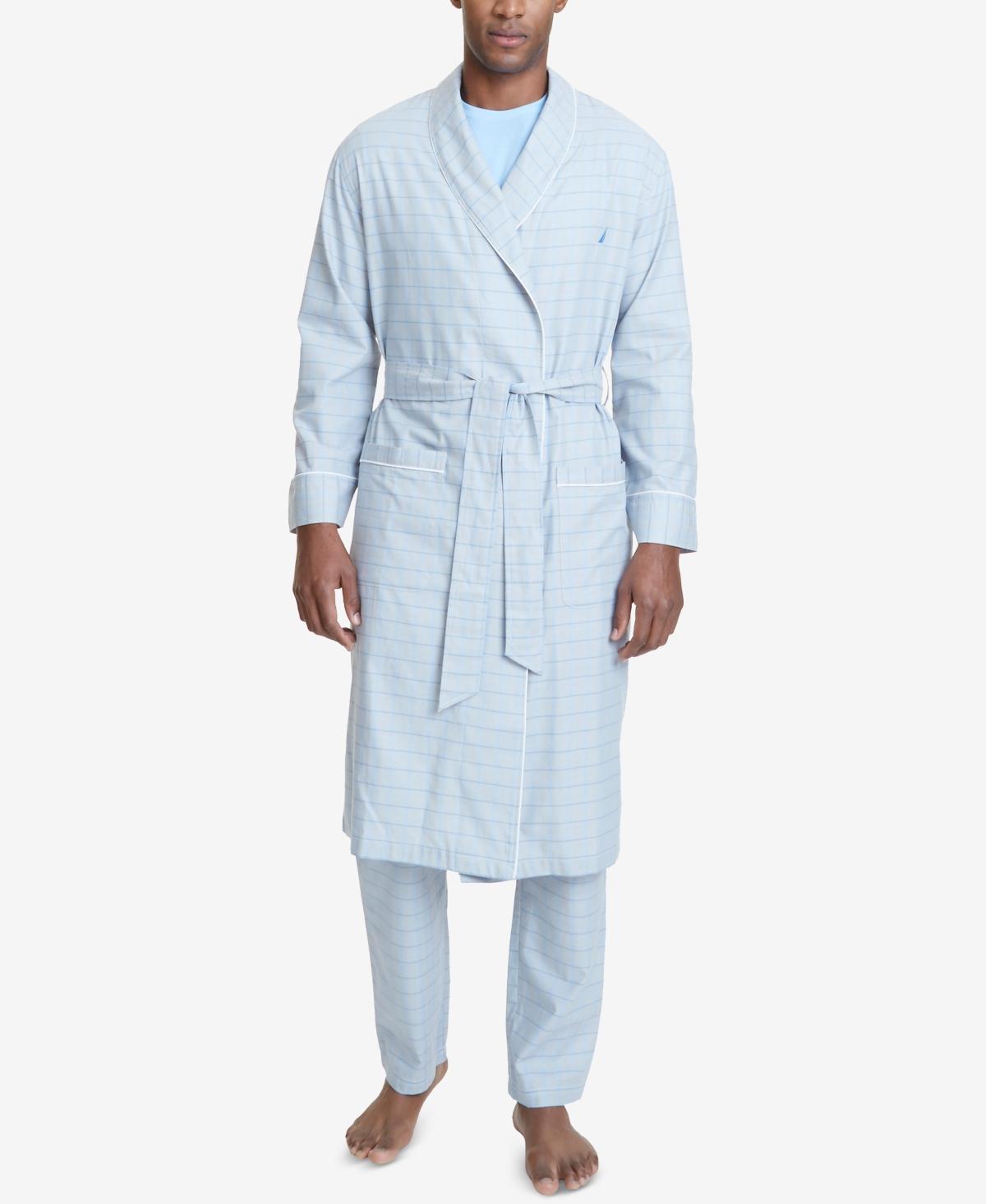 Nautica Windowpane Plaid Robe (Neutral Grey) Men's Robe Product Image