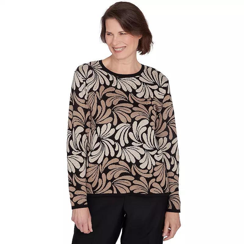 Petite Alfred Dunner Flowy Geo Scroll Print Sweater, Womens Grey Product Image