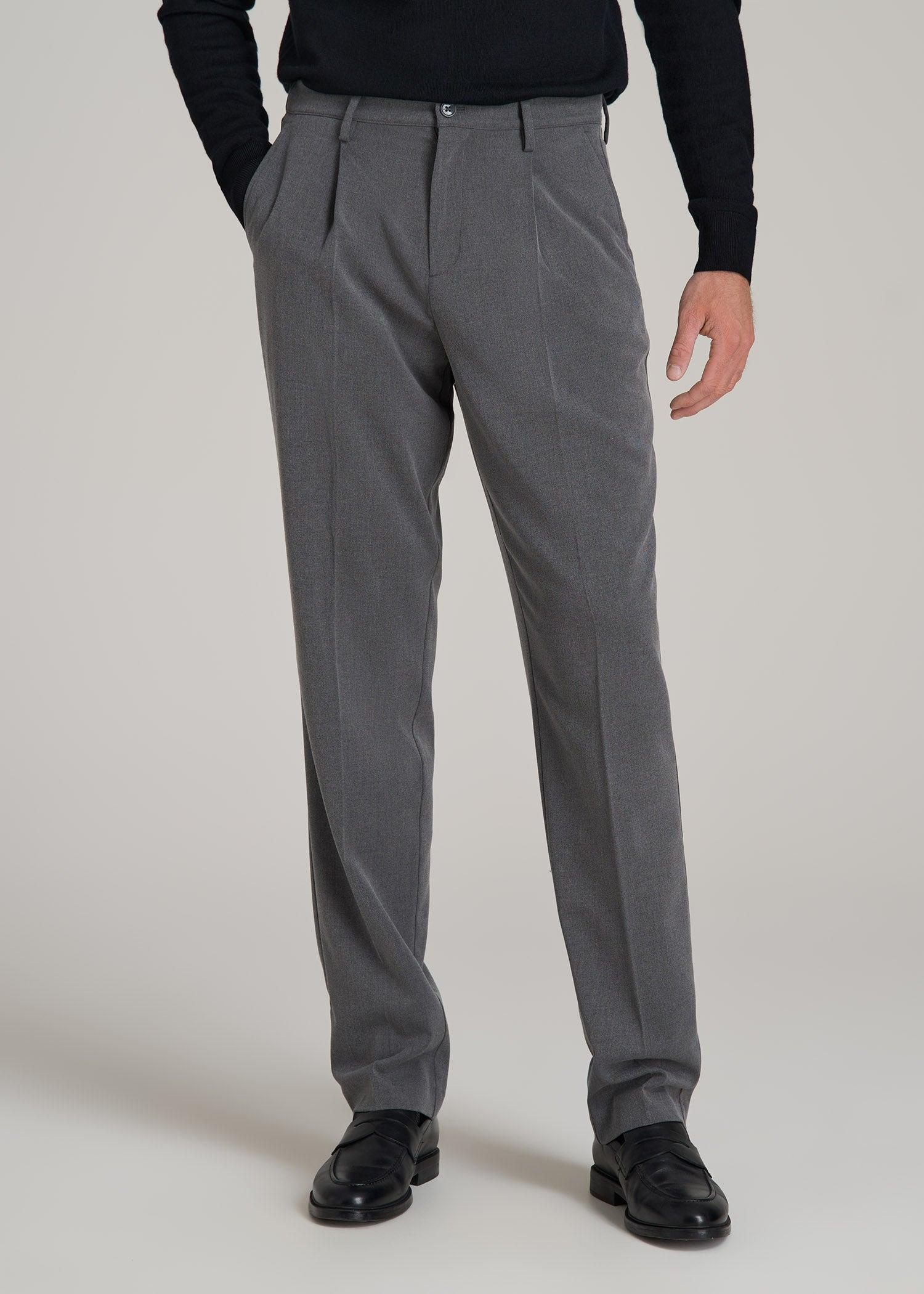 Tall Men's Relaxed Pleated Trouser in Charcoal Mix Male Product Image