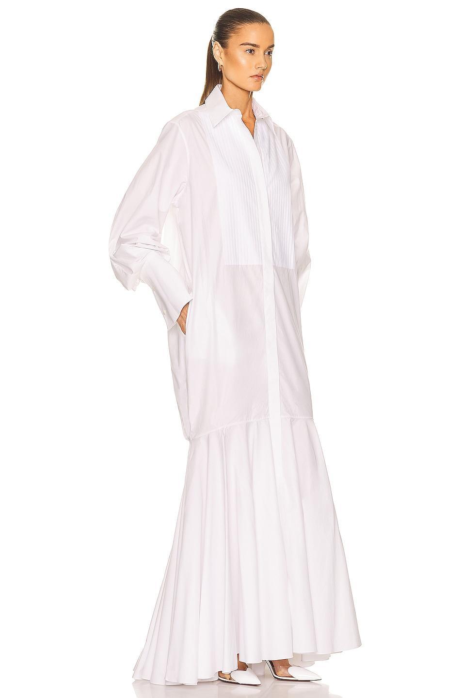 ALAÏA - Women's Cotton Poplin Maxi Shirt Dress - White - FR 42 - Moda Operandi Product Image