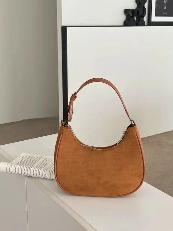 Plain Suede Hobo Bag Product Image