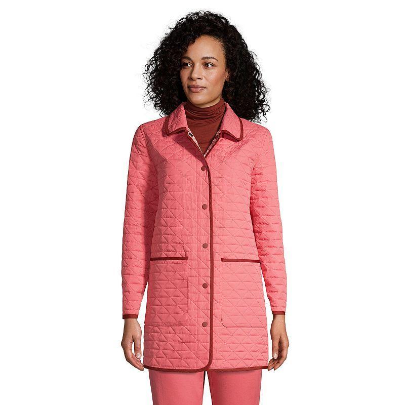 Petite Lands End Insulated Primaloft Eco Reversible Coat, Womens Red Product Image