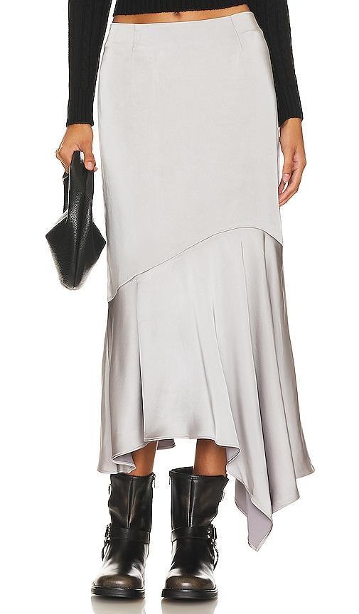 Steve Madden Lucille Satin Asymmetric Midi Skirt Product Image