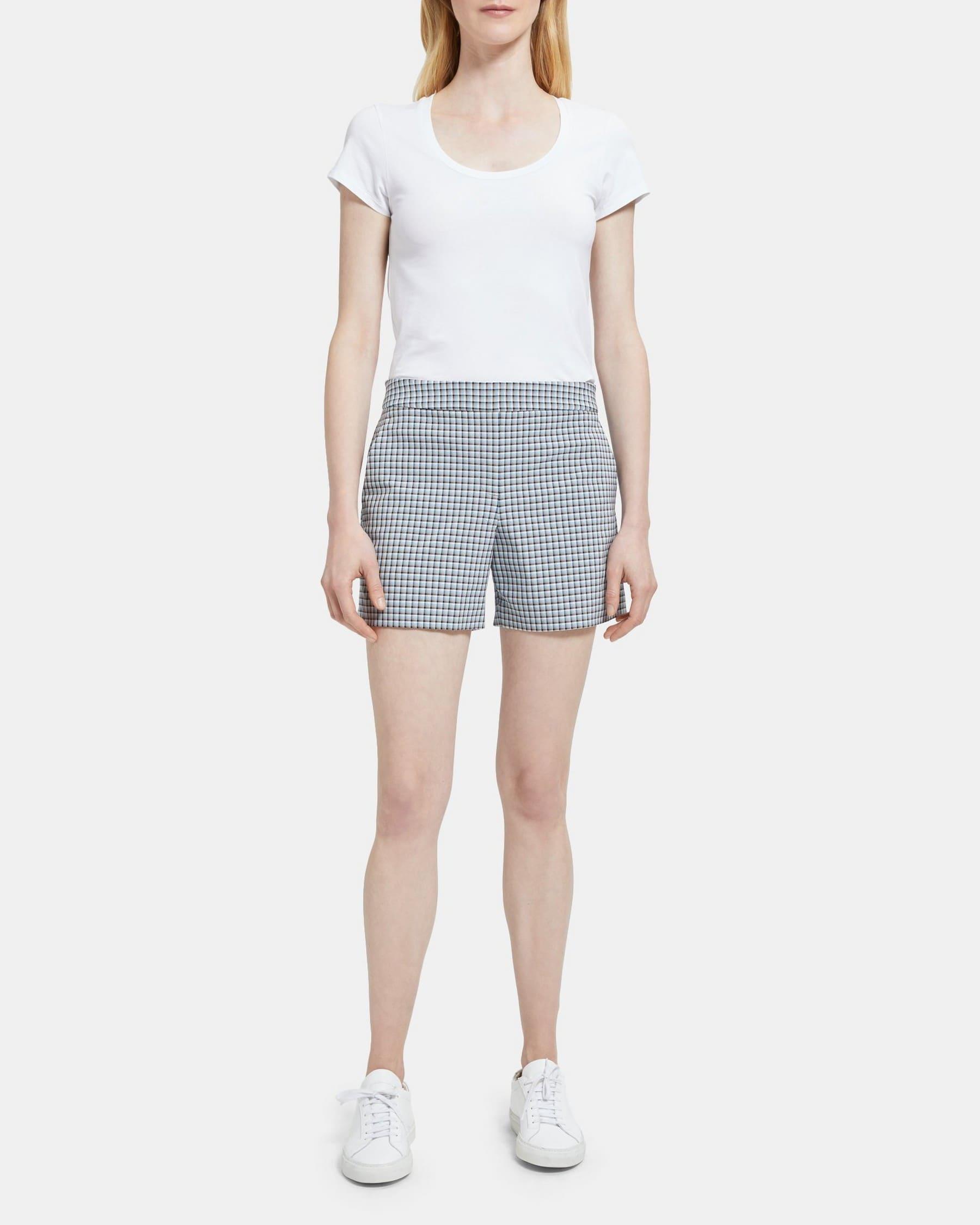 Tailored Short in Viscose Check Product Image