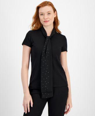 Anne Klein Womens Serenity Mixed Media Top Product Image