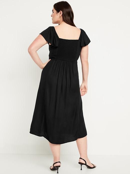 Flutter-Sleeve Crepe Midi Dress Product Image