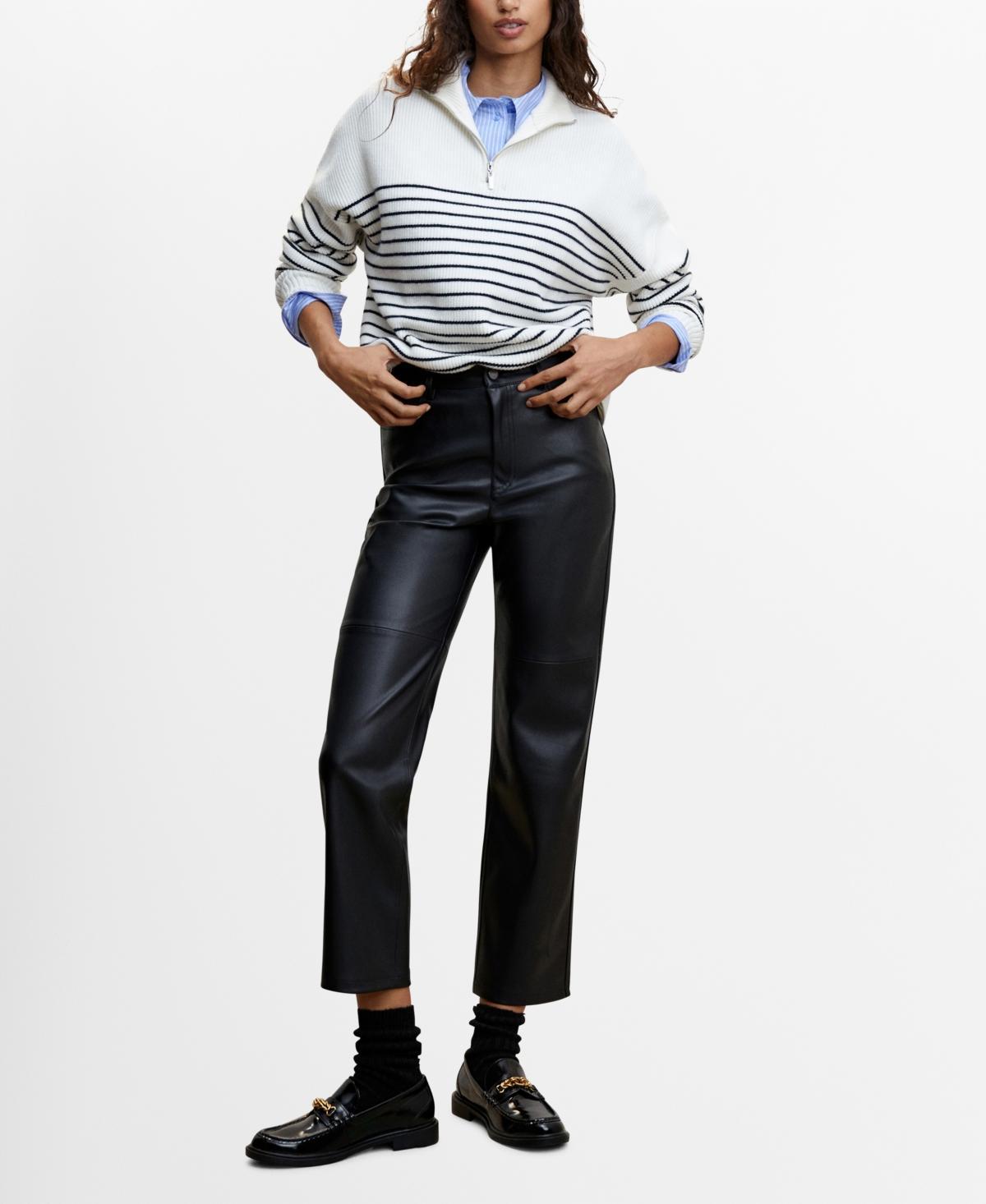 Mango Womens Leather-Effect Straight Trousers product image