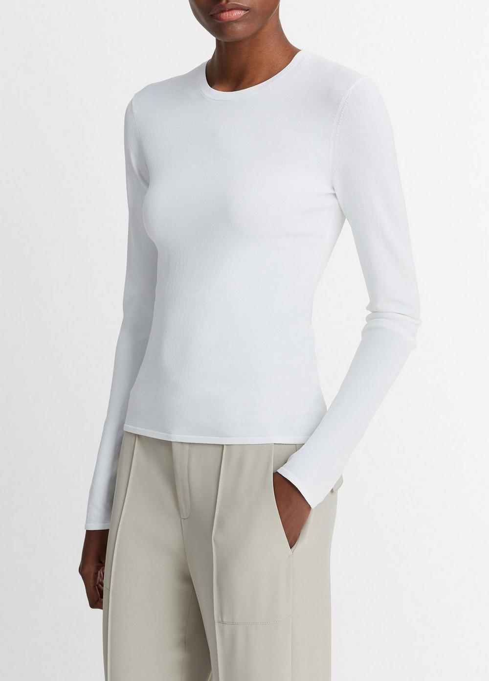 Womens Clean-Fit Crew Neck Top, Optic White, Size XS Vince Product Image