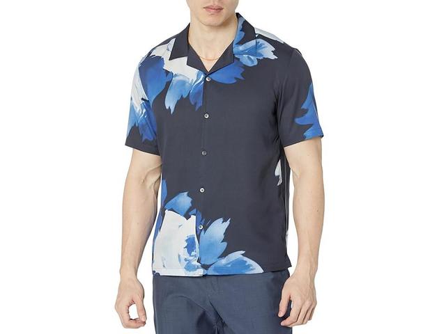 Theory Irving Short Sleeve CC Abstract (Baltic/Palace Blue Multi) Men's Clothing Product Image