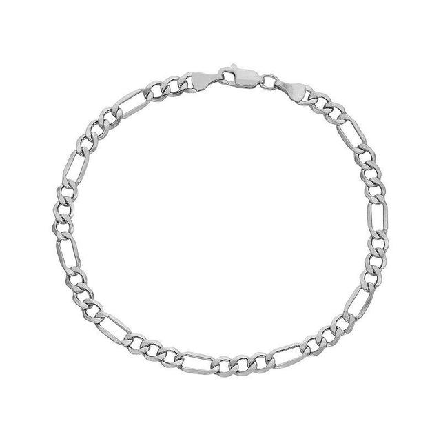 Mens 10k Gold 4.65 mm Figaro Chain Bracelet White Product Image