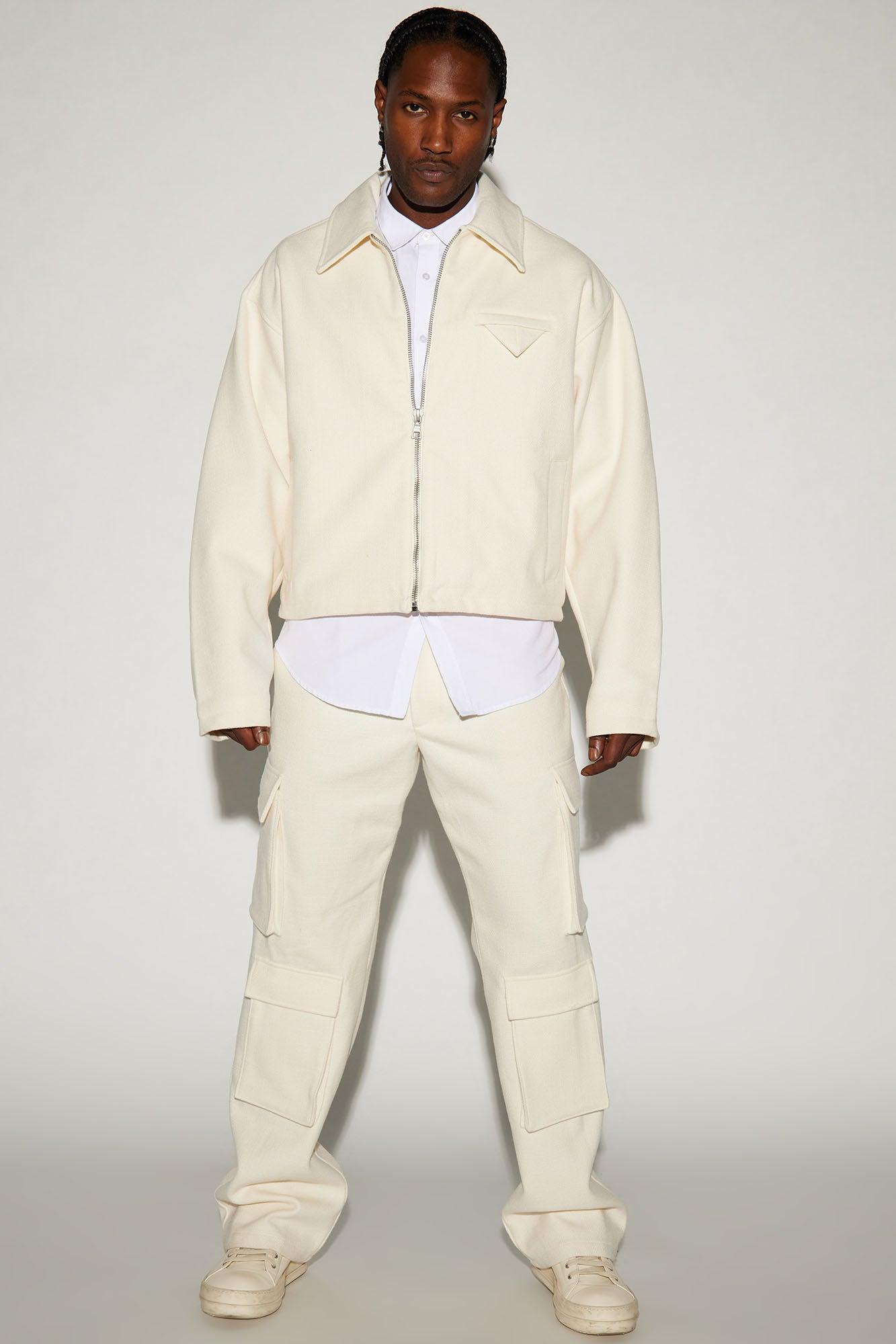 Wilder Textured Weave Cropped Jacket - Cream Product Image