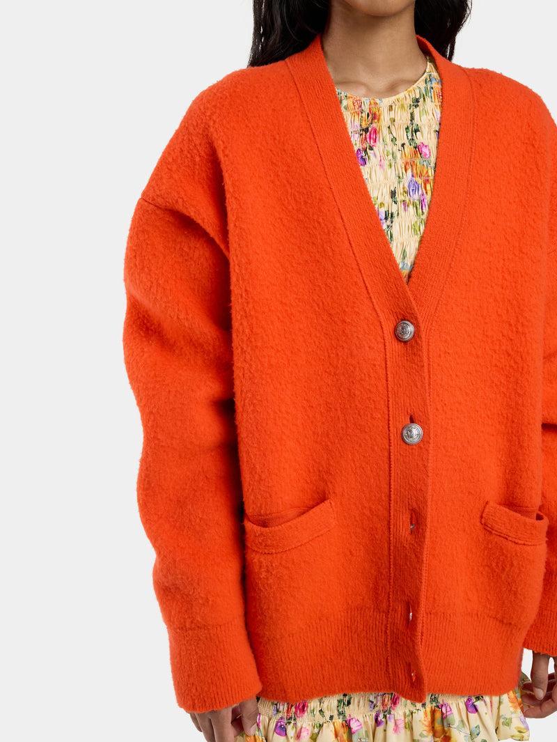 ORANGE OVERSIZED WOOL CARDIGAN Product Image