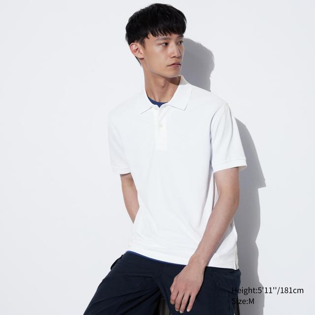 Mens Dry Pique Polo Shirt with Quick-Drying White Large UNIQLO US Product Image