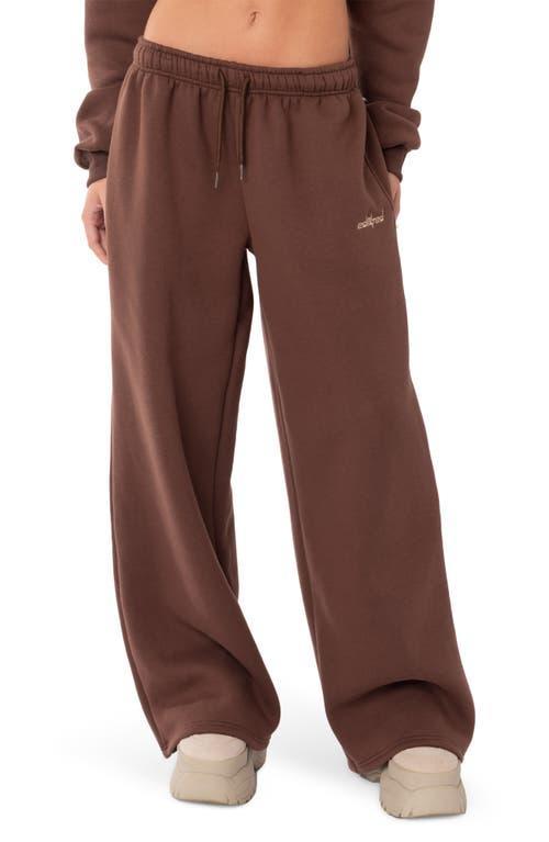 EDIKTED Brenna Low Rise Wide Leg Sweatpants in Brown at Nordstrom, Size X-Large Product Image