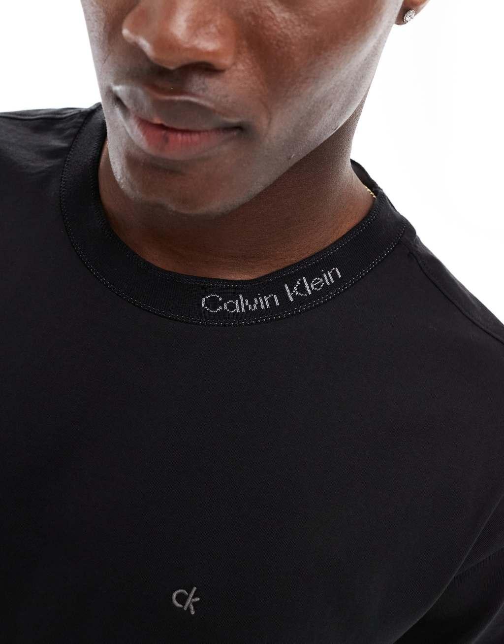 Calvin Klein neck logo t-shirt in black Product Image