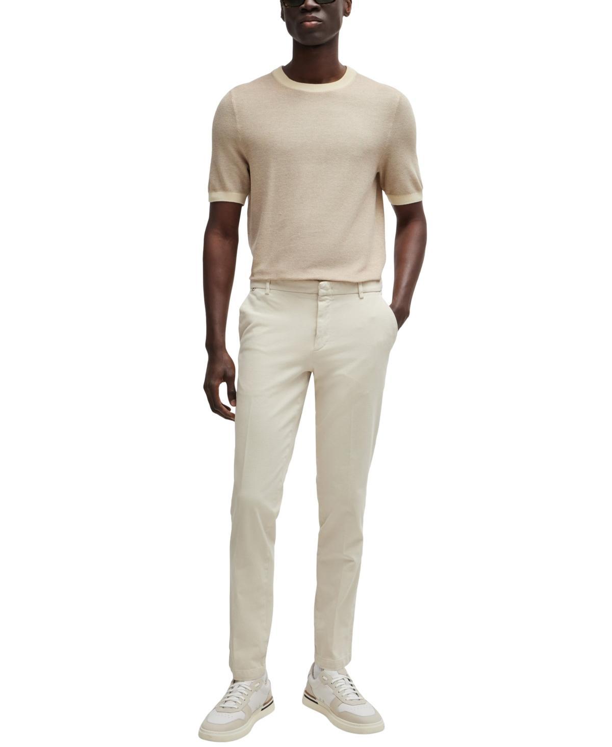 Boss By  Men's Stretch Cotton Slim-fit Regular-rise Chinos In Open White Product Image