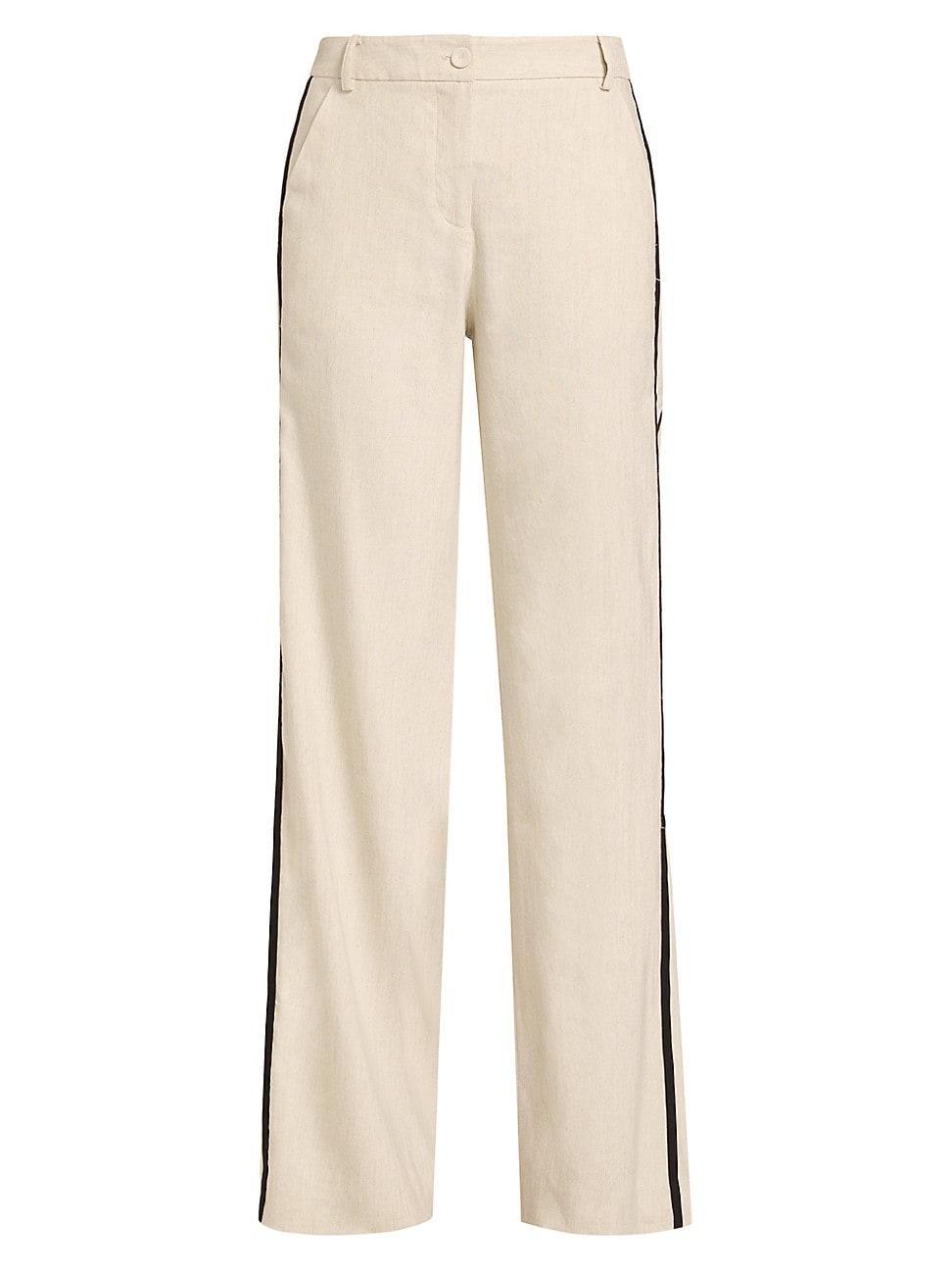 Contrast-Trim Straight-Leg Pants Product Image