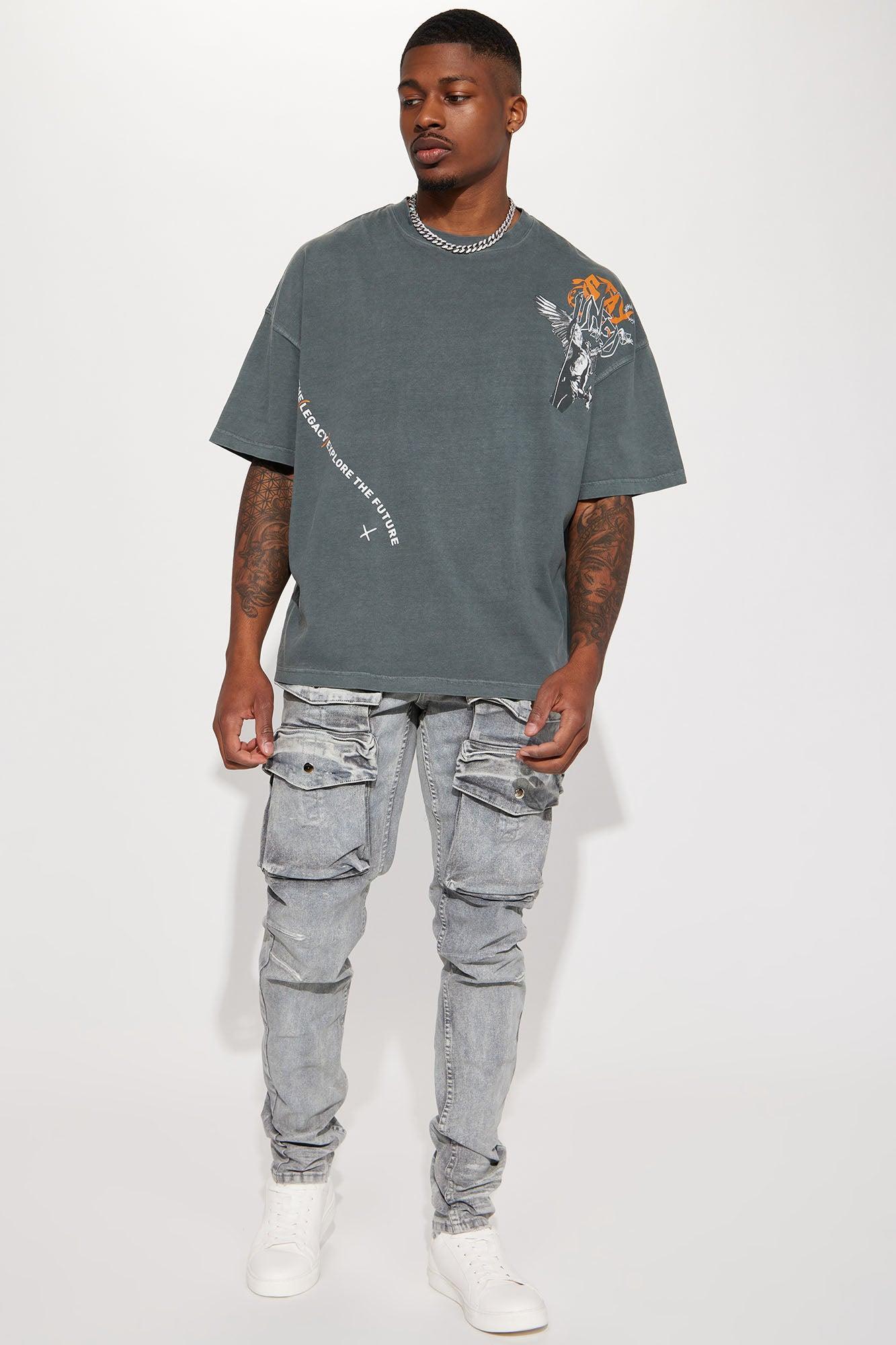 Stay United Oversized Short Sleeve Tee - Grey Product Image