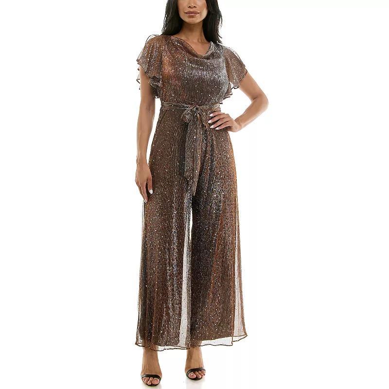 Womens Maison Tara Metallic Mesh Jumpsuit Brown Product Image