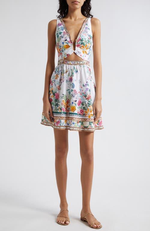 Womens Floral Cut-Out V-Neck Minidress Product Image