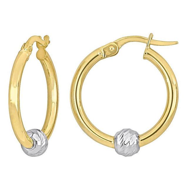 Stella Grace Two Tone 14k Gold & White Gold Ball Hoop Earrings, Womens, 14k Two Tone Product Image