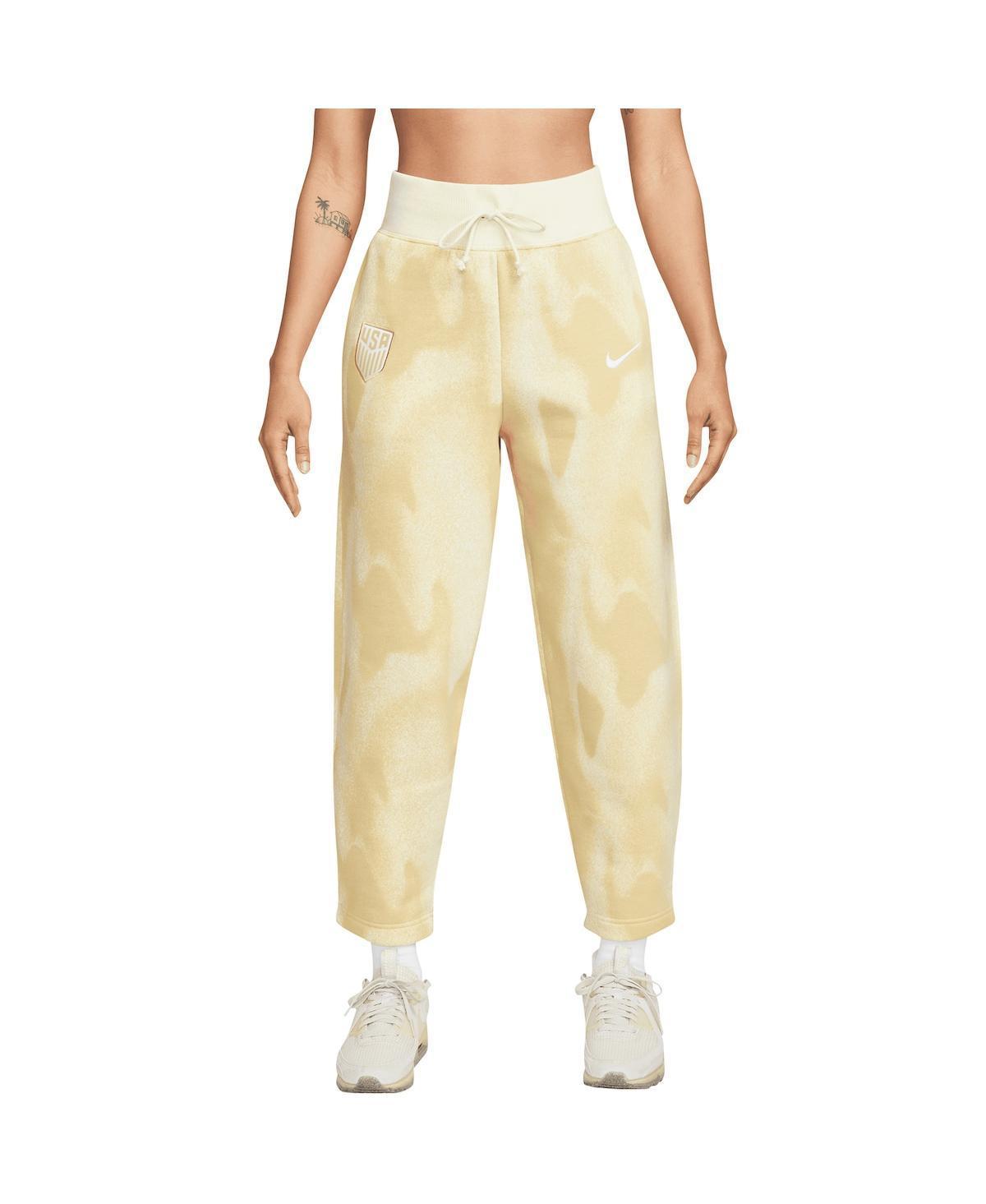 Nike Womens Cream Usmnt Phoenix Fleece High-Waisted Curve Pants Product Image