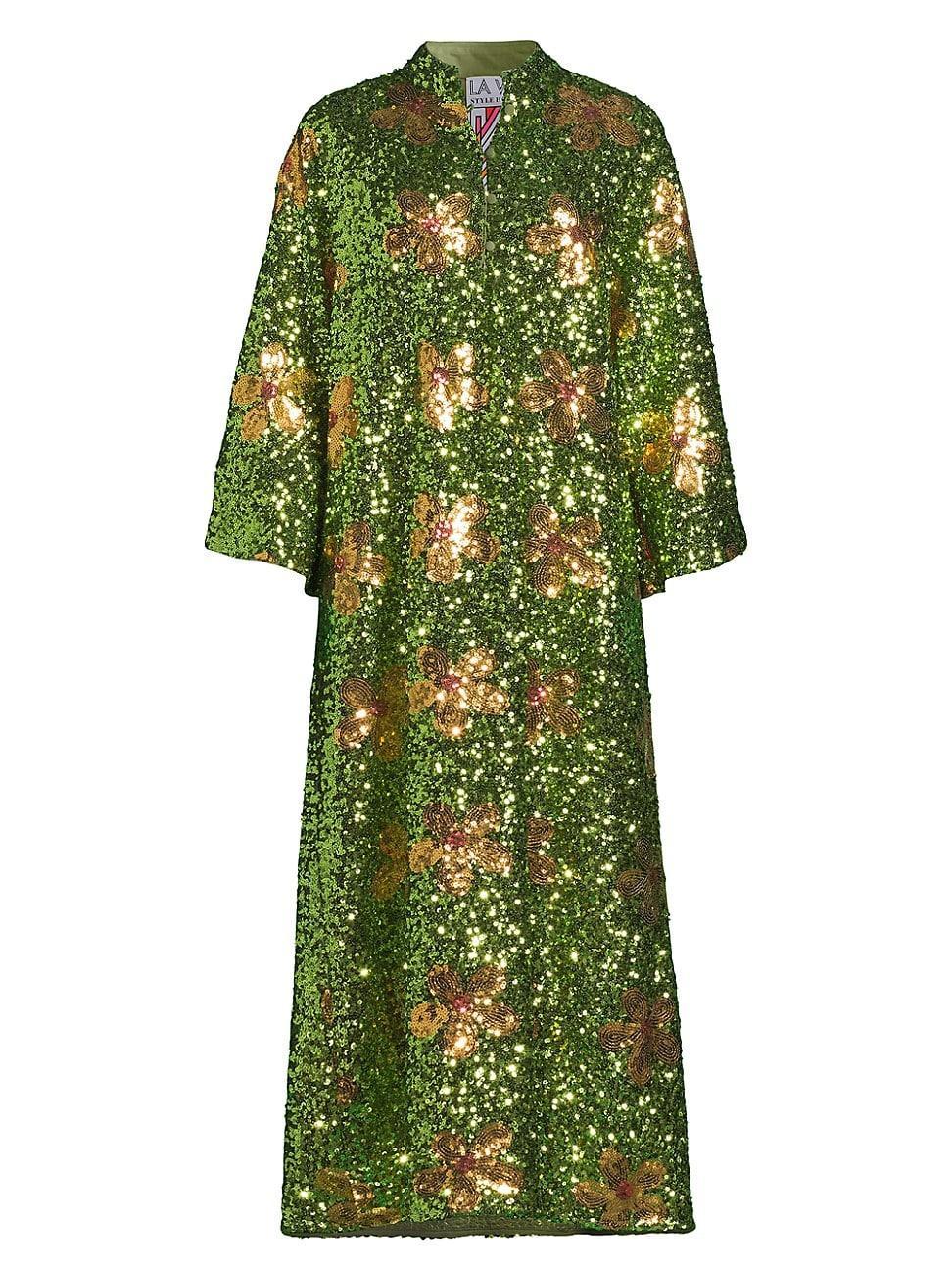 Womens Floral Sequined Midi Caftan Product Image