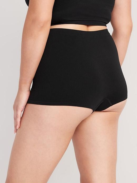 Mid-Rise Seamless Ribbed Boyshort Underwear Product Image