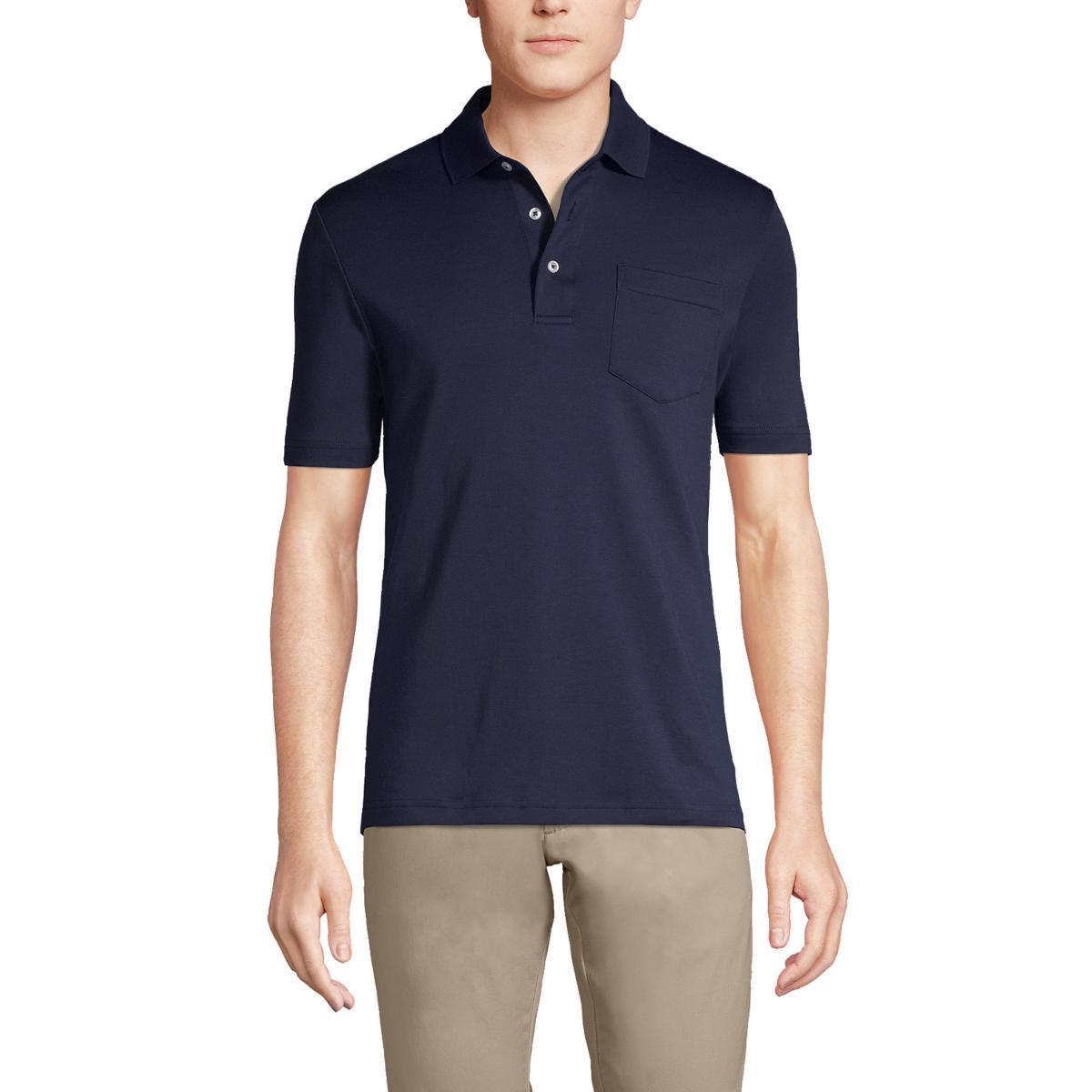 Lands End Mens Short Sleeve Cotton Supima Polo Shirt with Pocket Product Image