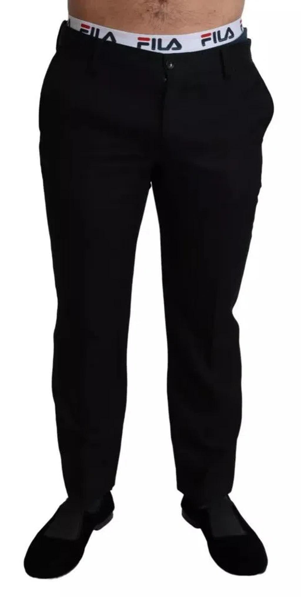 Black Cotton Stretch Dress Formal Pants Product Image