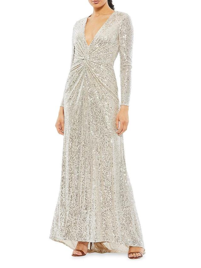 Womens Knotted Sequin Gown Product Image