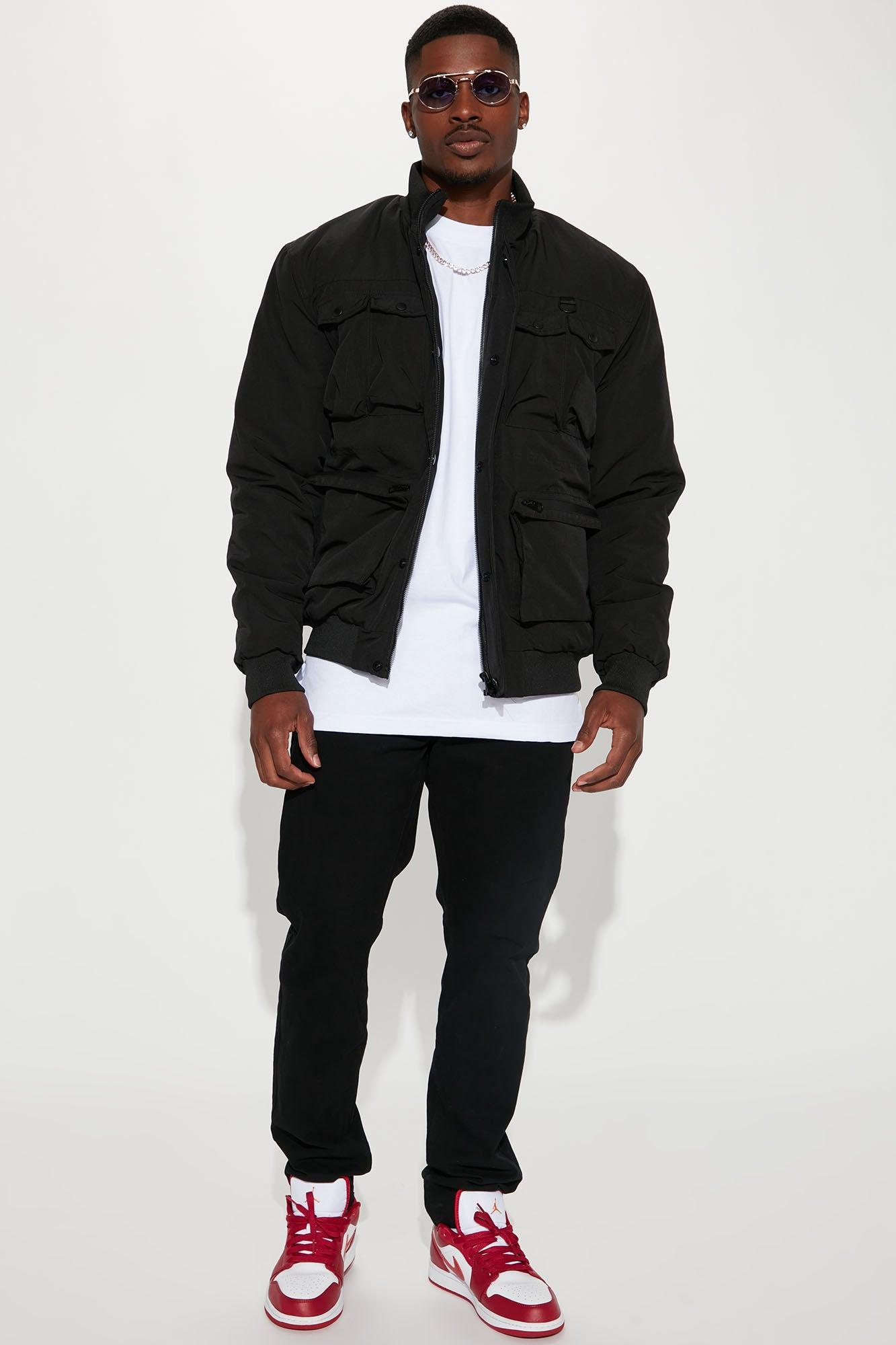 Pockets On Pockets Utility Bomber Jacket - Black Product Image