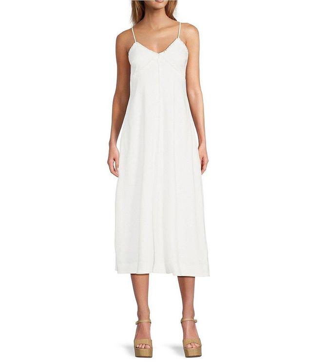 Antonio Melani Cooper Linen Blend V-Neck Sleeveless A-Line Midi Dress Product Image