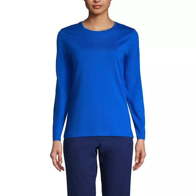 WomensLands End Relaxed-Fit Supima Cotton Crewneck Tee Radiant Blue Product Image