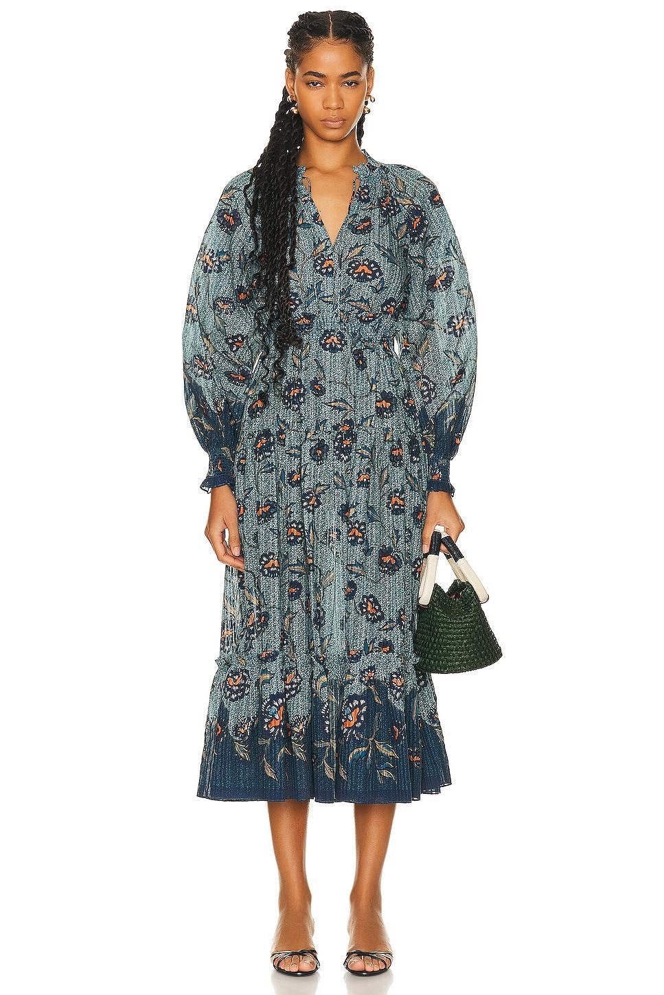 Ulla Johnson Katernia Floral Long Sleeve Cotton Blend Maxi Dress Product Image