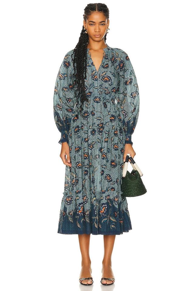 Ulla Johnson Katernia Floral Long Sleeve Cotton Blend Maxi Dress Product Image