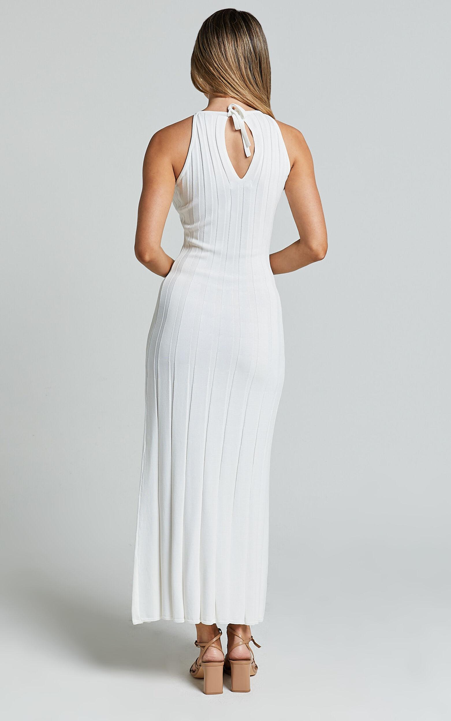 Lana Midi Dress - Racer Knitted Rib Dress in Ivory Product Image