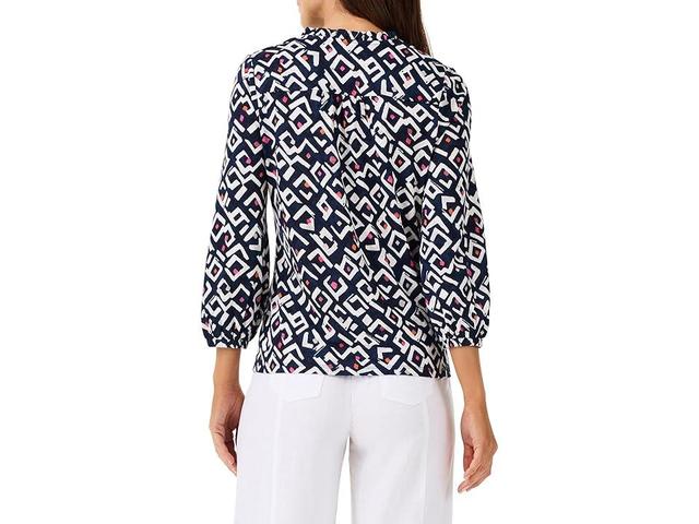 NIC+ZOE Indigo Angles Top (Indigo Multi) Women's Clothing Product Image