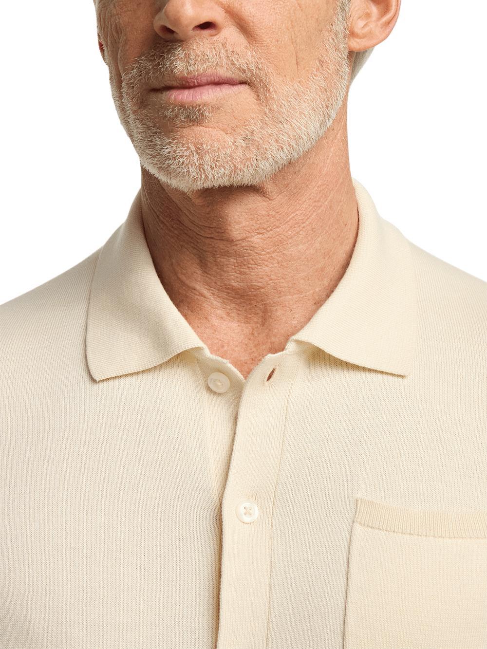 Supima Cotton Button Front Polo - Ivory Product Image