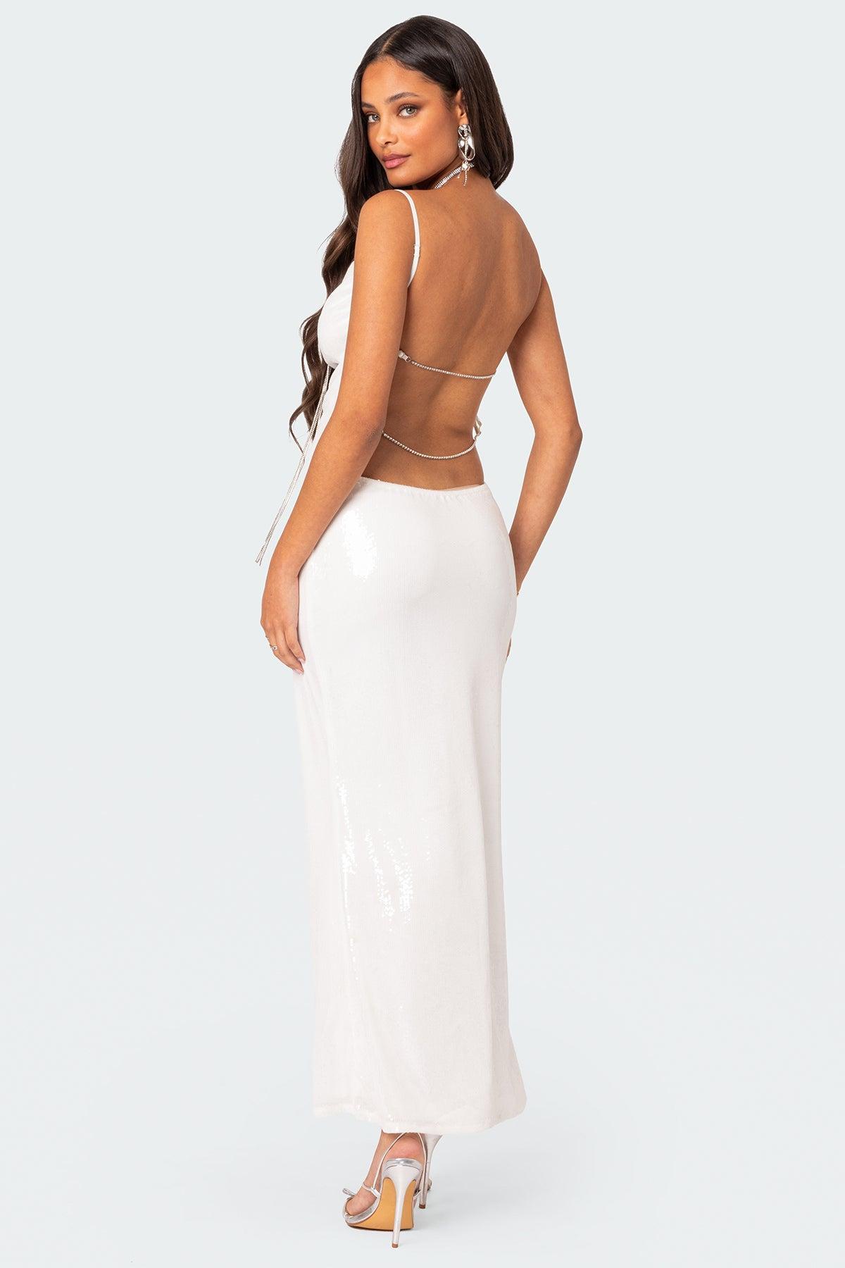 Nellie Sequin Open Back Maxi Dress Product Image